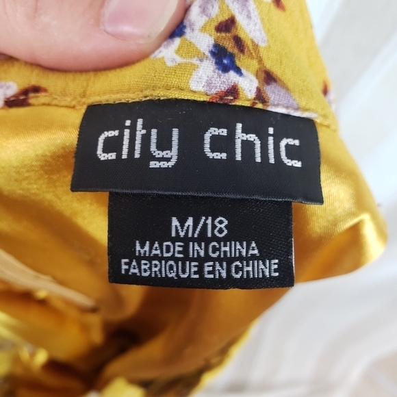 City Chic Floral Mini Skirt Mustard Yellow‎ Size M/18 - Picture 7 of 8